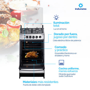 Estufa INDURAMA Bilbao Plus 4PTOS Gas Natural TBIL008