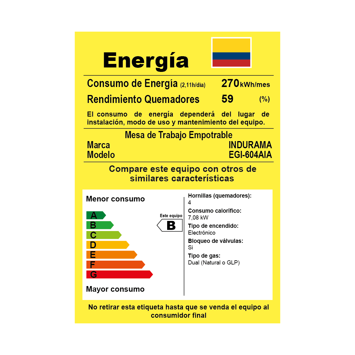 Estufa de Empotrar 60 cm Inox 4 Quemadores Indurama Gas Natural Encendido Automático.EGI-604AIA Inox