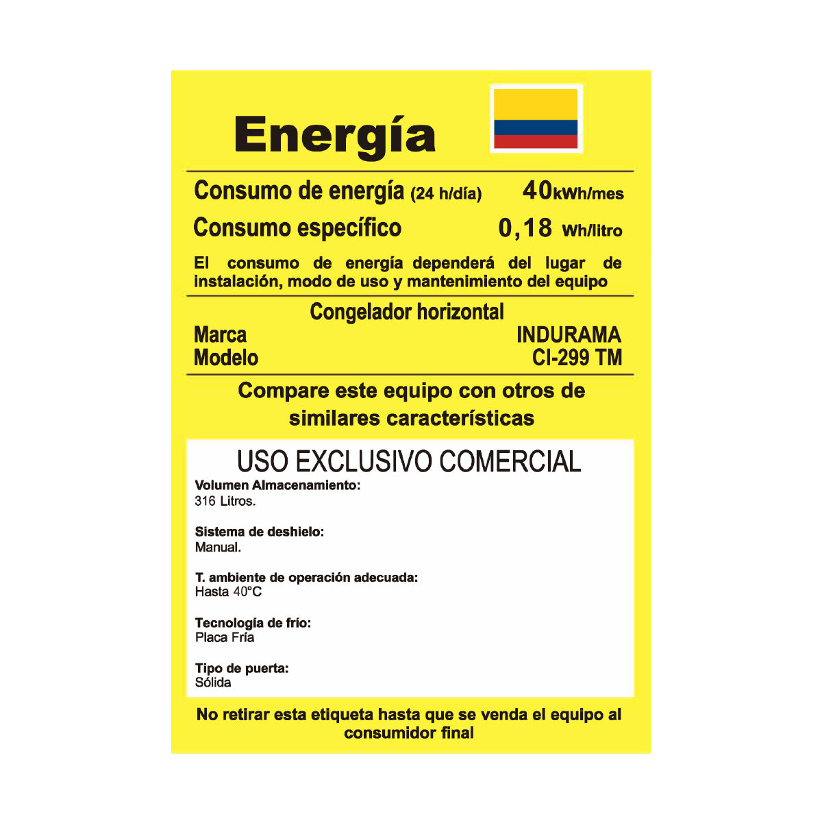 Congelador Indurama 325 LTS - CI-299TM