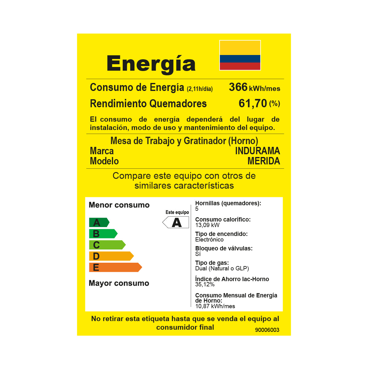 Estufa INDURAMA Merida Quarzo 4 PTOS Gas Natural 30001117