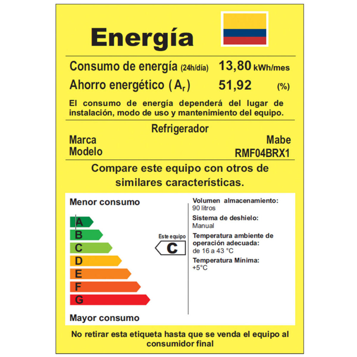 Minibar Mabe 90 Litros Brutos Inoxidable - RMF04BRX1