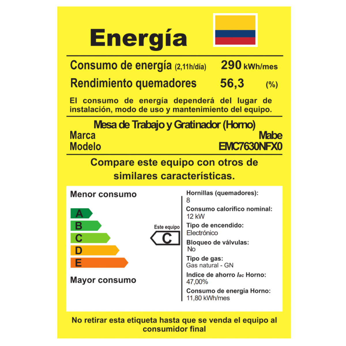 Estufa de Piso a Gas 76 cm Inox Mabe - EMC7630NFX0
