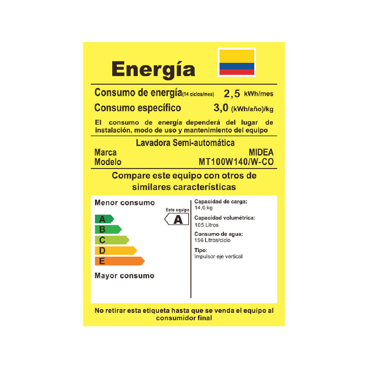 Lavadora MIDEA Doble Tina 14Kg - MT100W140-W-CO