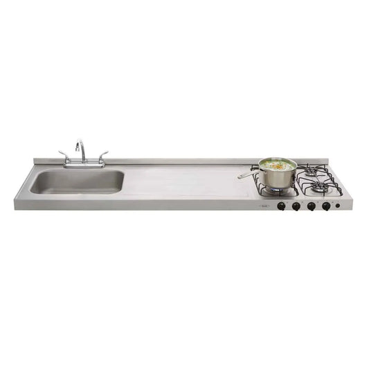 Mesón Haceb Ovata Inox 1.80 metros pozuelo izquierdo gas natural - - Logística Haceb