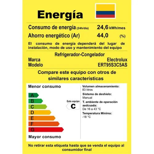 Mini Nevera Electrolux Congelador Superior Frost 83L Gris - ERT95S3C5AS