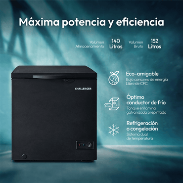Congelador Challenger Horizontal 152 Lts Brutos Negro - CH226NE