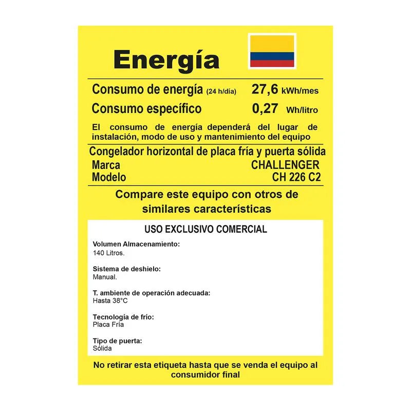 Congelador Challenger Horizontal 152 Lts Brutos Negro - CH226NE