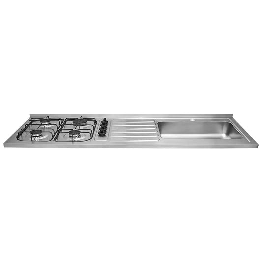 Mesón Haceb 1.50 metros pozuelo derecho gas natural sin encendido eléctrico - MESON OVATA 1.50 INOX ML 4PD SE GN 1 OR- Logística Haceb