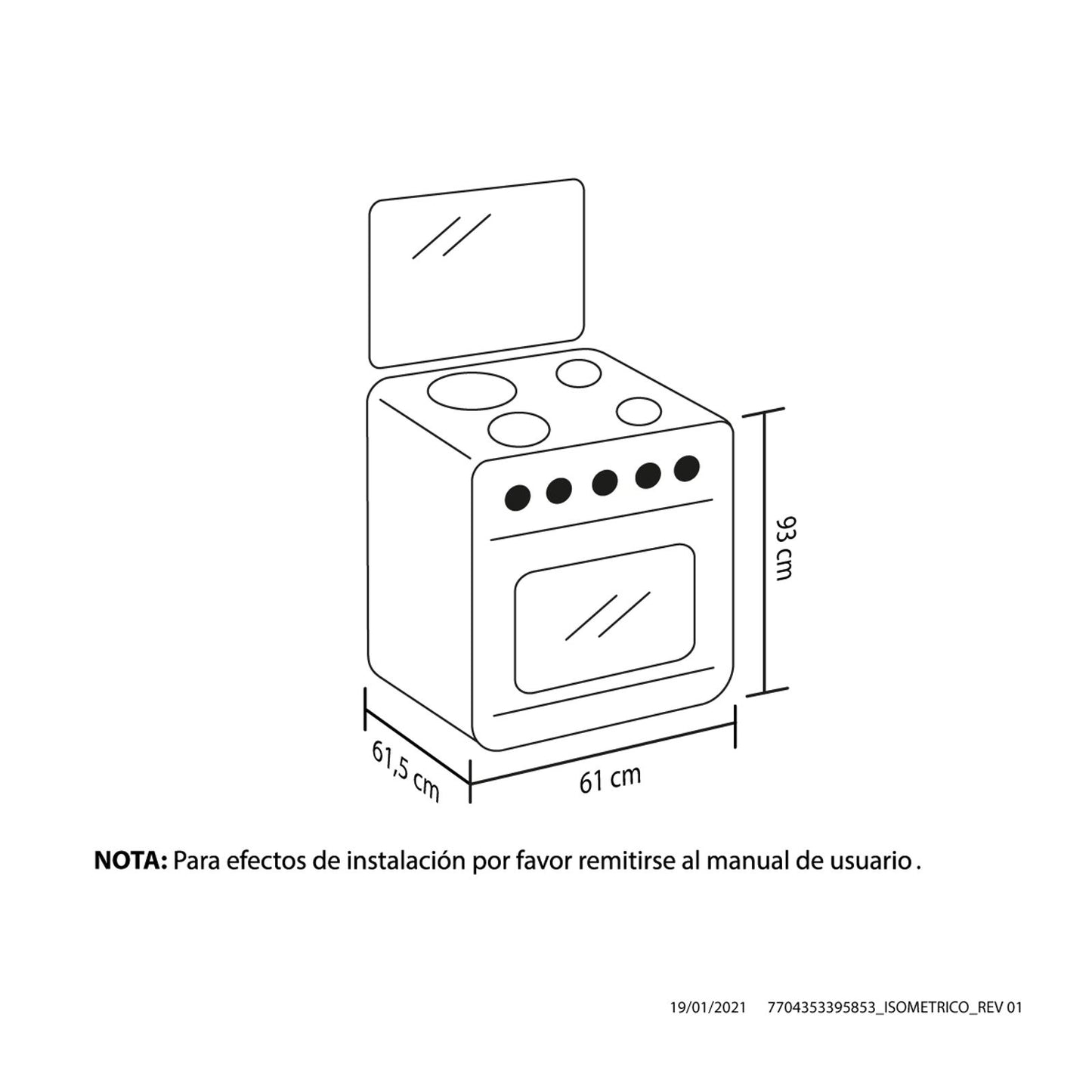 Estufa Orégano Haceb de 4 puestos 60 cm a Gas Natural Inox Negro - ESTORG60-NE