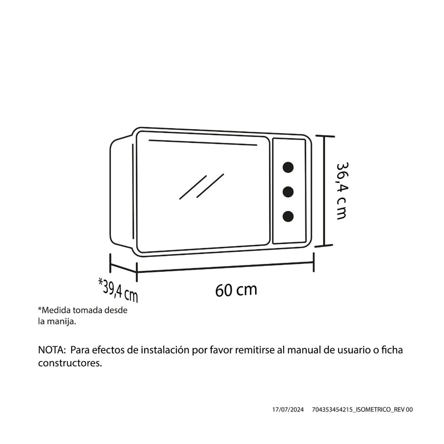 Horno eléctrico Medio Formato Negro 220V Haceb - HORNO 60-36 ELEC 220V NE - Logística Haceb