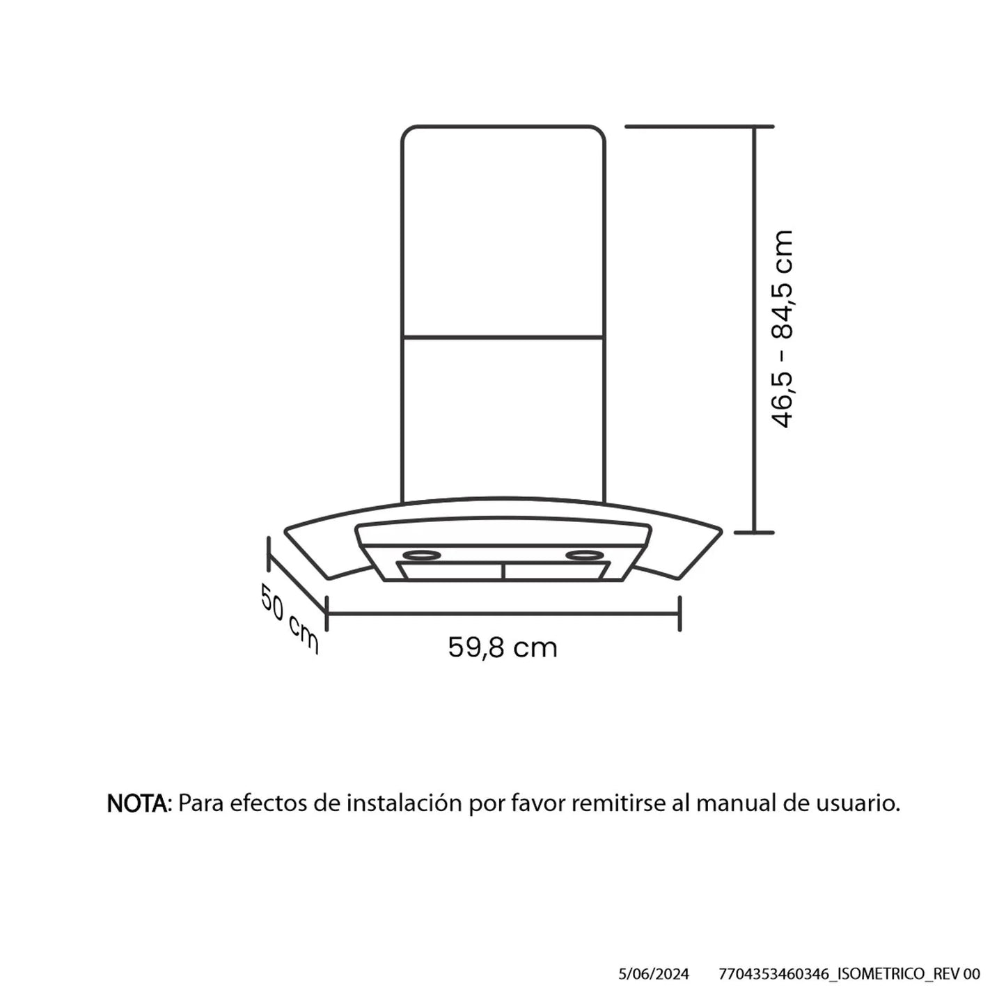 Campana peninsula Haceb vidrio inox-negro 60 Cm 3 velocidades- Logística Haceb
