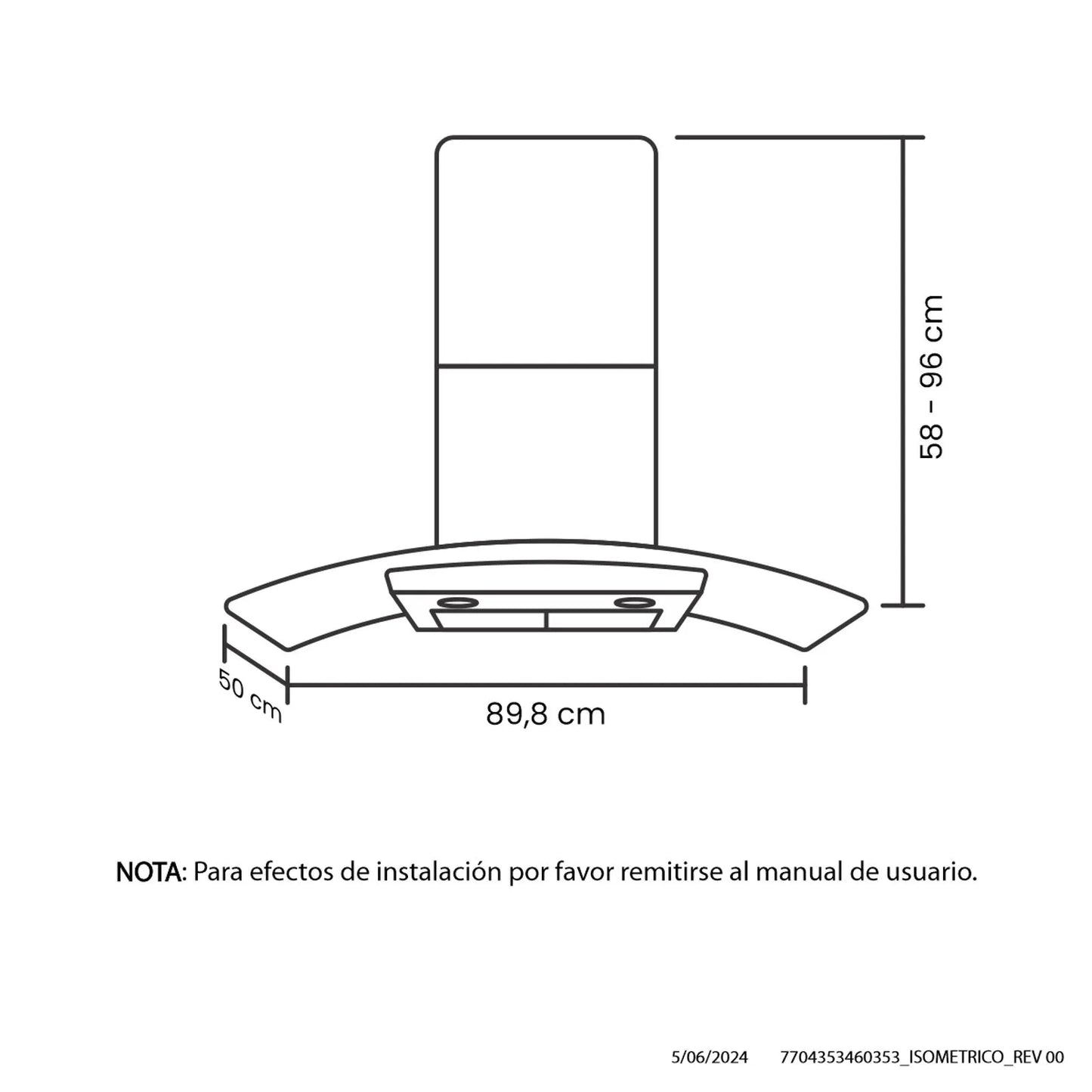 Campana península vidrio inox Haceb-negro de 90cm con 3 velocidades- Logística Haceb