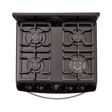 Estufa de piso en cristal Haceb de 60 cm gas propano negro - EST CRISTAL 60-T GP NE- Logística Haceb