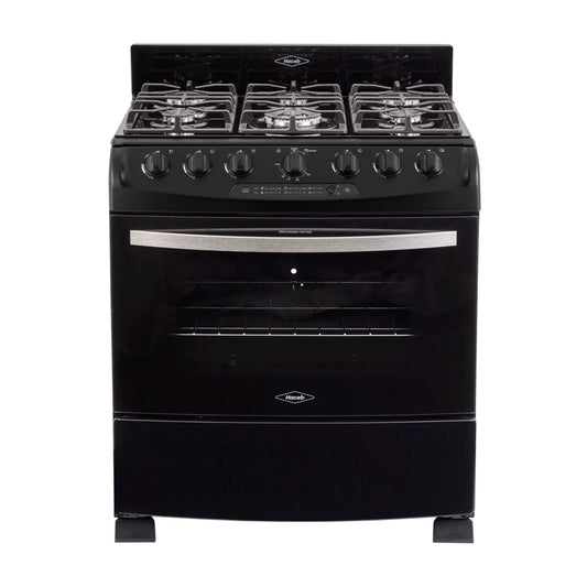 Estufa de piso en cristal Haceb de 76 cm gas natural negro - EST CRISTAL 76-T GN NE- Logística Haceb