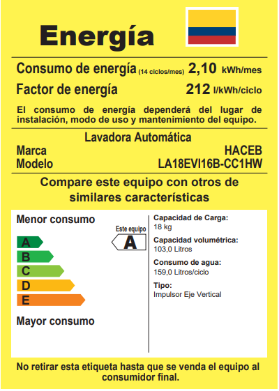 Lavadora Haceb IVY 18 Kilogramos Panel Digital Gris Coal LA18IVY-GRIS