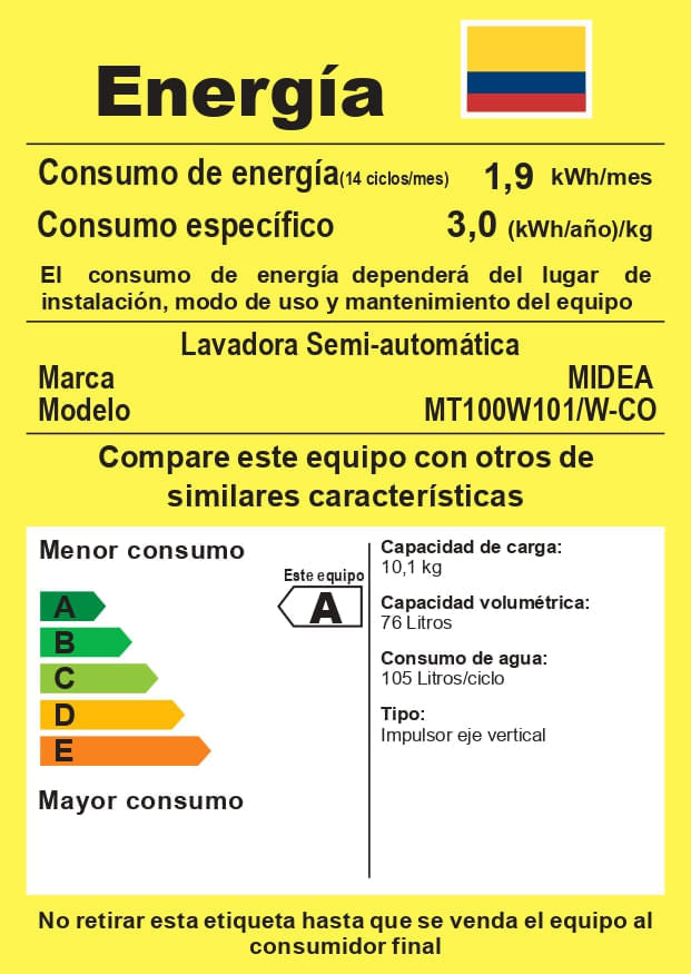 Lavadora Doble Tina MIDEA 10Kg - MT100W101/W-CO