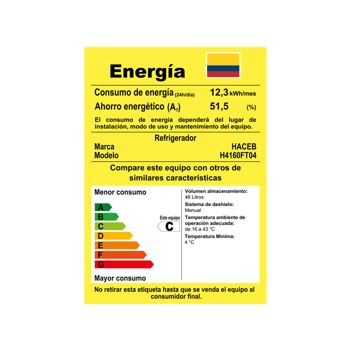 Minibar Haceb 46 litros inox - MINIBAR 46L INOX R3 - Logística Haceb