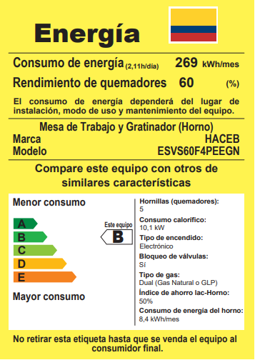 Estufa Orégano Haceb de 4 puestos 60 cm a Gas Natural Inox - ESTORG60-INOX