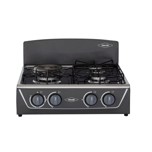 Estufa de mesa Avellana Haceb 4 puestos a Gas Propano Plata - EM AVELLANA T MIX 3X1 GP PL - Logística Haceb