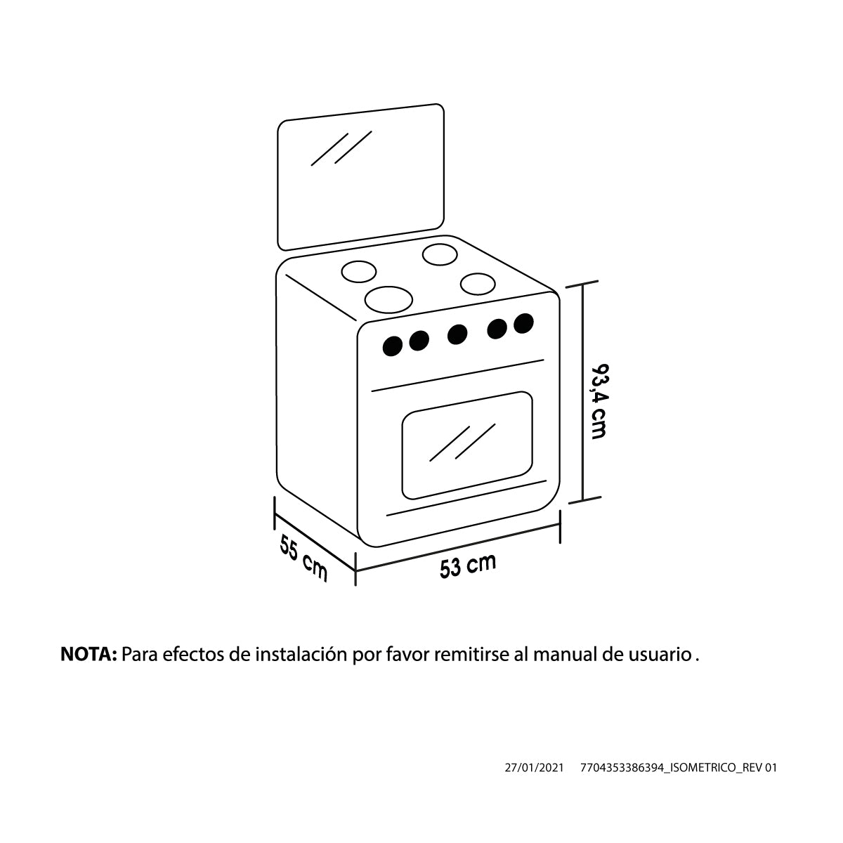 Estufa Romero Cristal de 4 puestos 50 cm a Gas Propano Inox - ESTUFA ROMERO 50-VP GP INOX - Logística Haceb