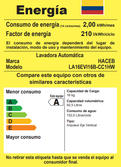 Lavadora ZOÜ Haceb 16 Kilogramos Haceb digital Negra - LA16D-NE