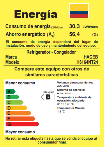 Nevera Haceb No Frost 243 litros manija integrada titanio - NEV243SEMI-TI