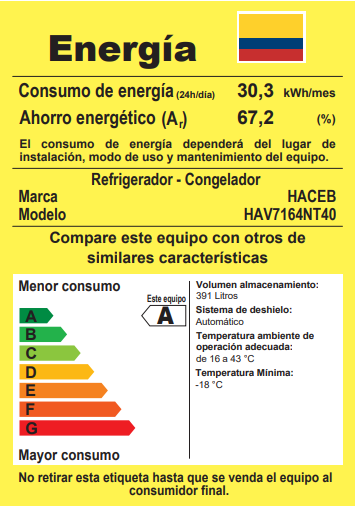 Nevera Haceb No Frost 404 litros inverter manija integrada negro cósmico