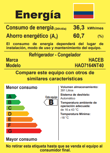 Nevera Haceb No Frost 404 litros manija externa negro esmeralda