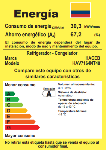 Nevera Haceb No Frost 404 litros inverter manija externa titanio - NEV ALC 404 SE DA ME TI INV