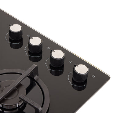 Estufa de Empotrar Cristal Haceb de 4 puestos de 60x51 cm a Gas Natural Negra - CUB TO 60-51 CRISTAL HF GN