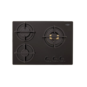 Estufa de Empotrar Cristal Haceb con fogón triple corona color oro mate de 3 puestos - 60x43 cm a Gas Natural Negra - CUB TO ORO 3C 60-43 CRISTAL HF 3Q GN - Logística Haceb