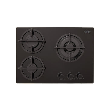 Estufa de Empotrar Cristal Haceb con fogón triple corona color negro de 3 puestos - 60x43 cm a Gas Natural Negra - CUB TO NEGRO 3C 60-43 CRISTAL HF 3Q GN - Logística Haceb