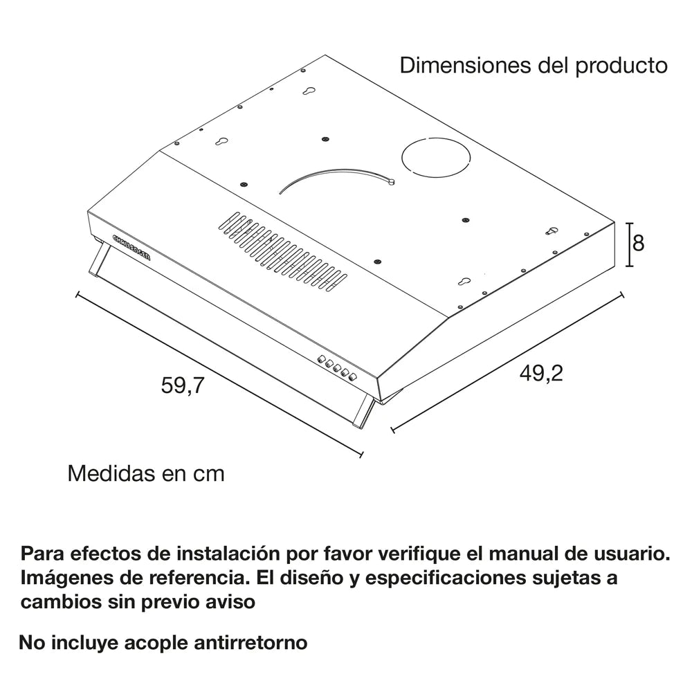 Campana Challenger 60 Cm Horizontal Inox CX-4300-A