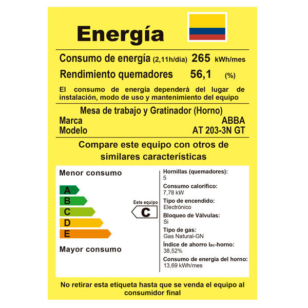 Estufa Abba Gas Natural De 4 Puestos Con Horno - AT-203-3