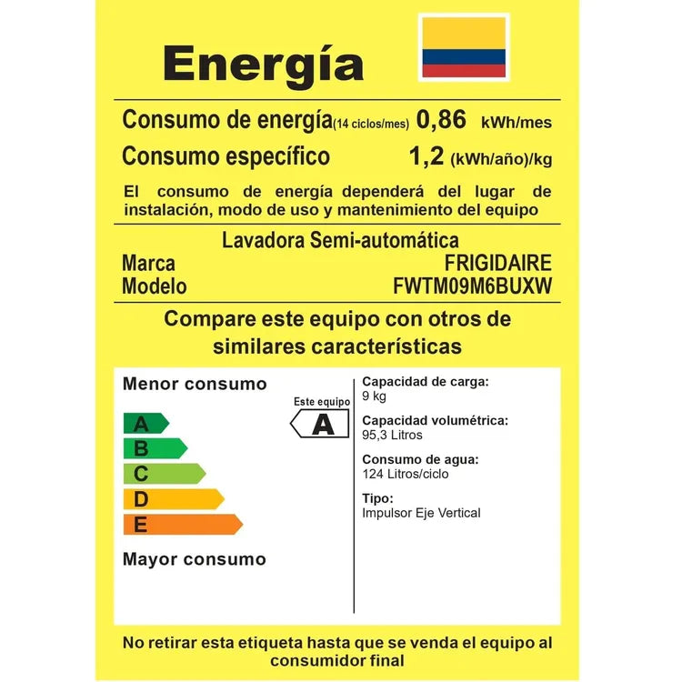 Lavadora Electrolux 9KG Semi Automática - FWTM09M6BUXW