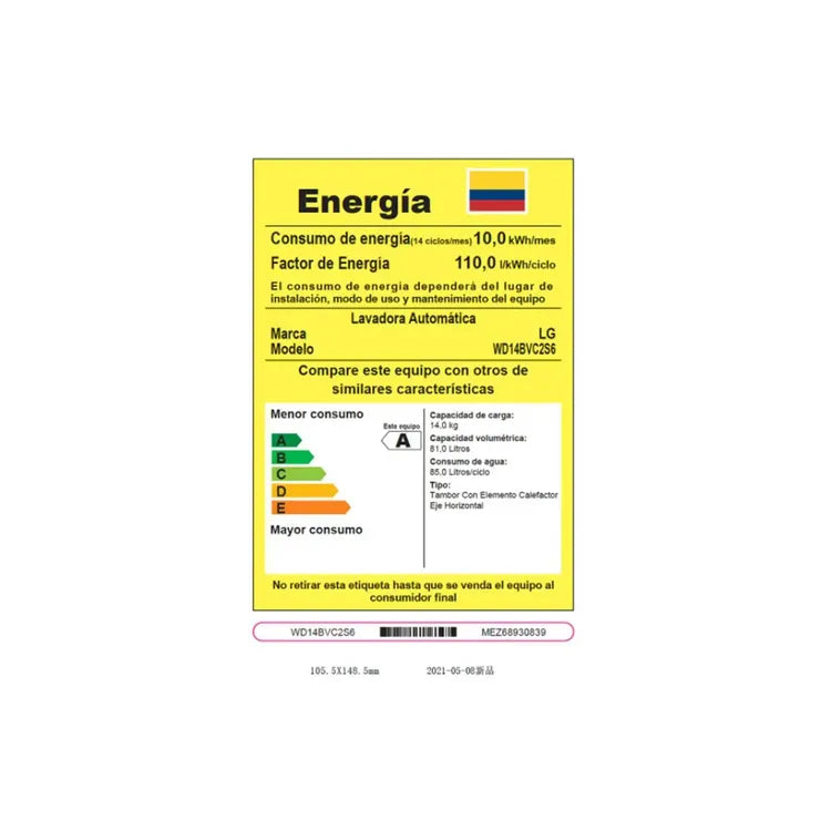 Lavadora Secadora LG 14KG-30LBS Black Steel WD14BVC2S6