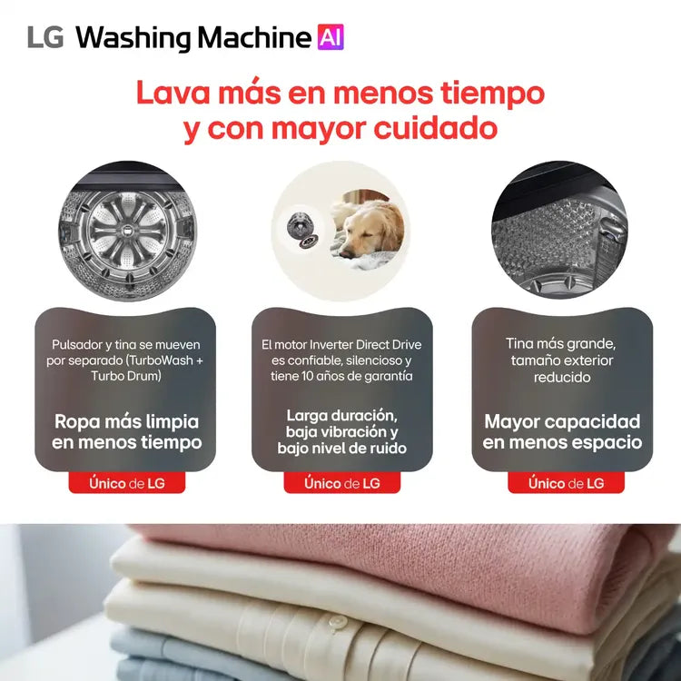 Lavadora LG 25 Kg Carga Superior Negra - WT25EGTX6.AEGCOL