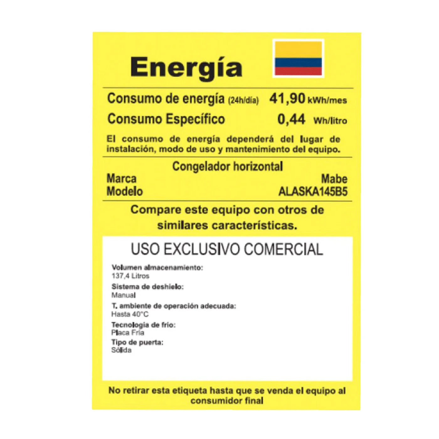 Congelador Mabe 142 Lts Horizontal ALASKA145B5