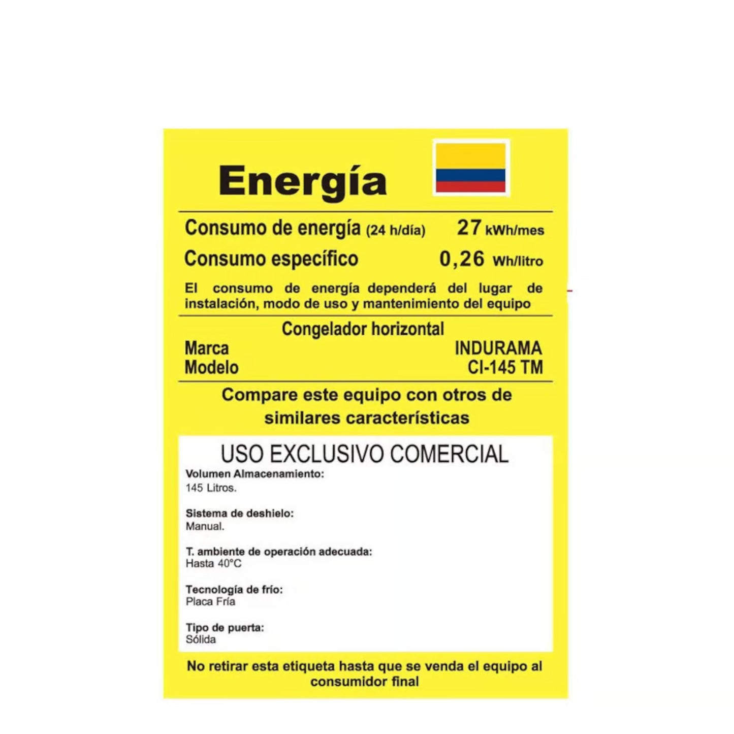 Congelador Indurama Horizontal 145 Lts CI-145 T/M Blanco