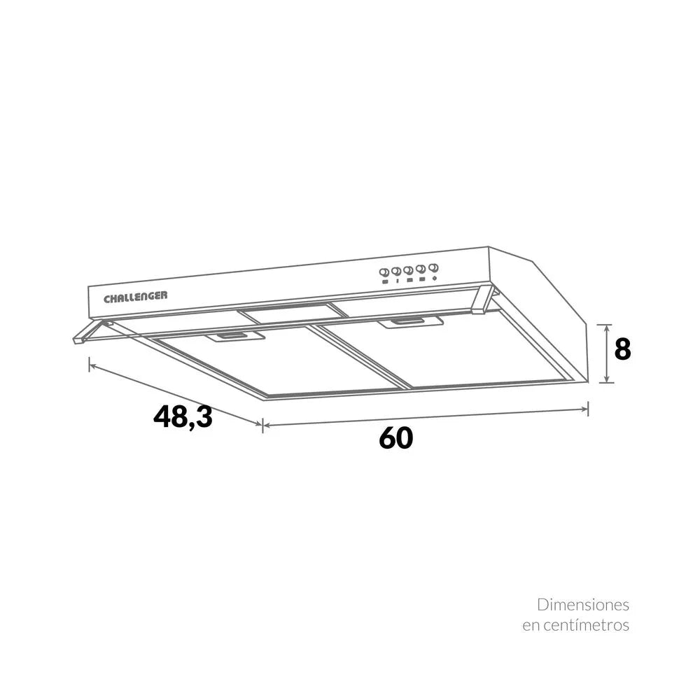 Campana Horizontal en acero inoxidable Challenger 60 cm 3 velocidades - CX-4562-AC