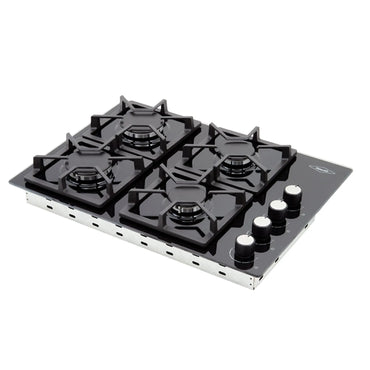 Estufa de Empotrar Tandoori Cristal Haceb de 4 puestos de 60X43 cm a Gas Natural Negra- CT60-43-CRISTAL-GN