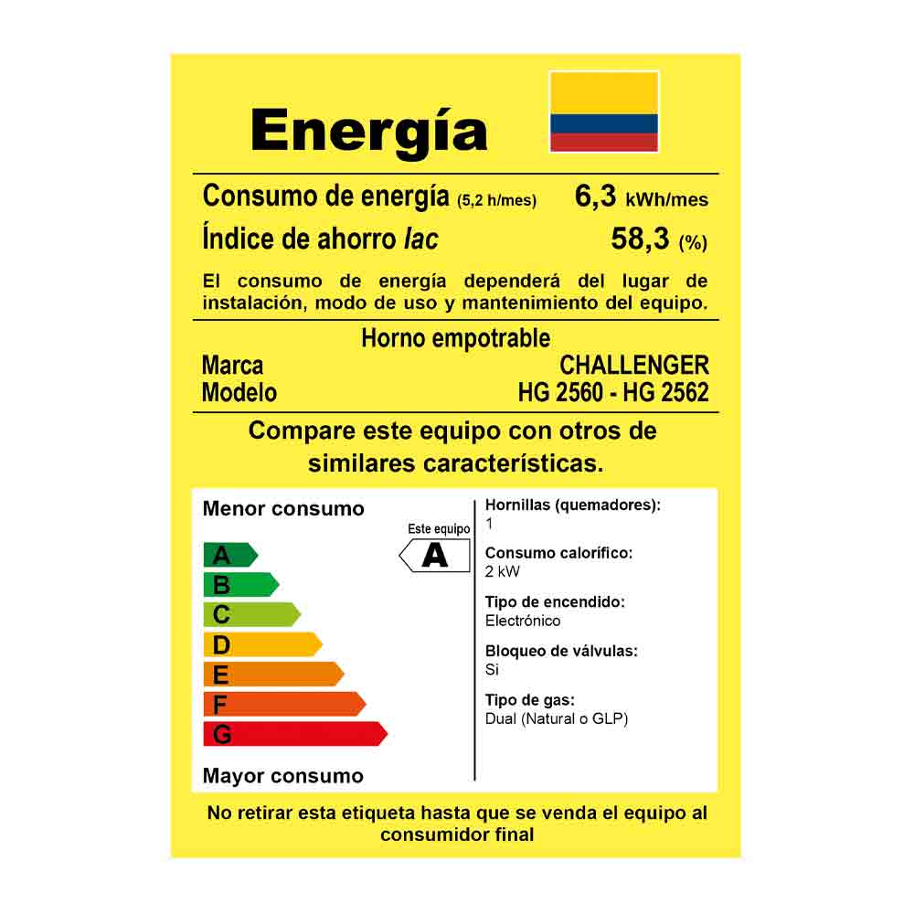 Horno Challenger Mixto 60CM Acero HG-2560-AC