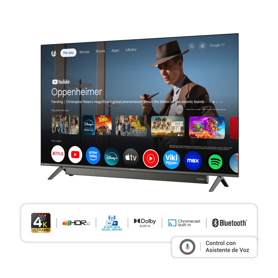 Televisor Hyundai 65" Smart Google TV QLED Barra de Sonido - HYLED6517SQG