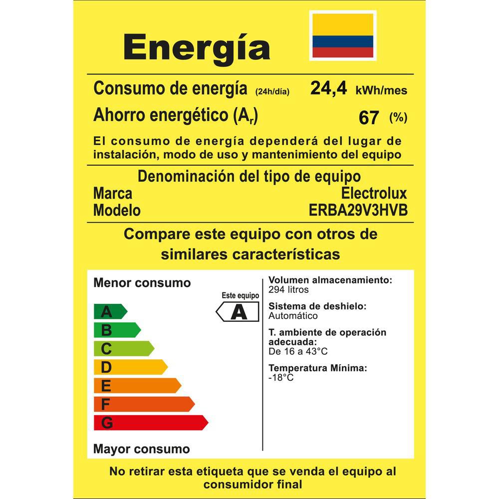 Nevera No Frost Congelador Inferior Electrolux Inverter IA 285 Litros Negra (ERBA29V3HVB)