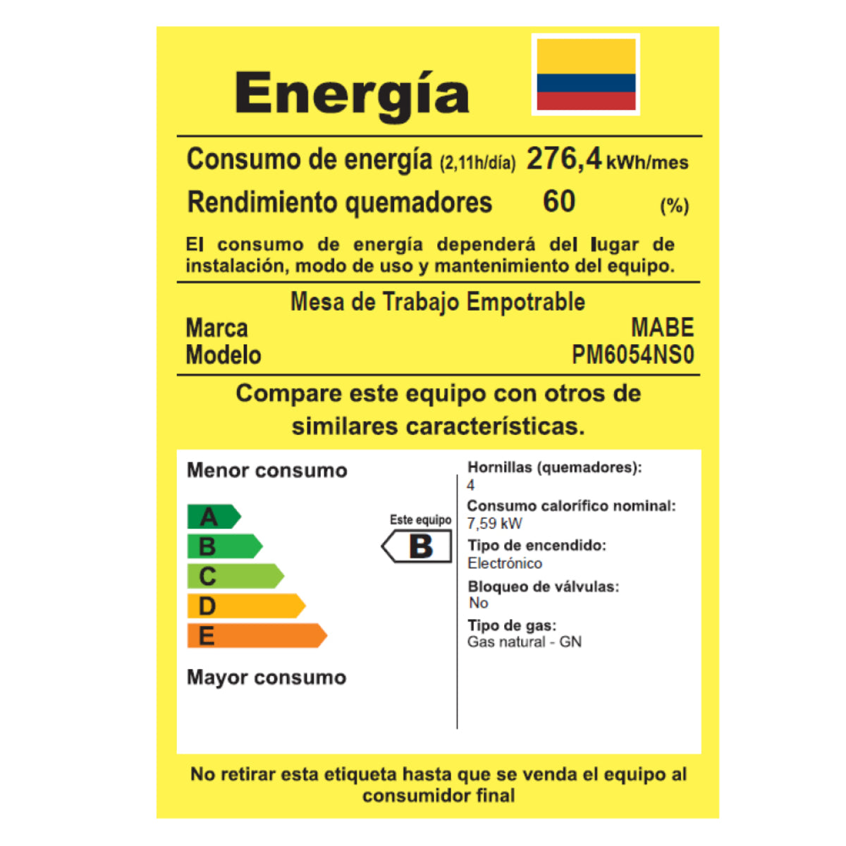 Cubierta de Empotrar MABE Gas Natural 60 CM INOX - PM6054NSO