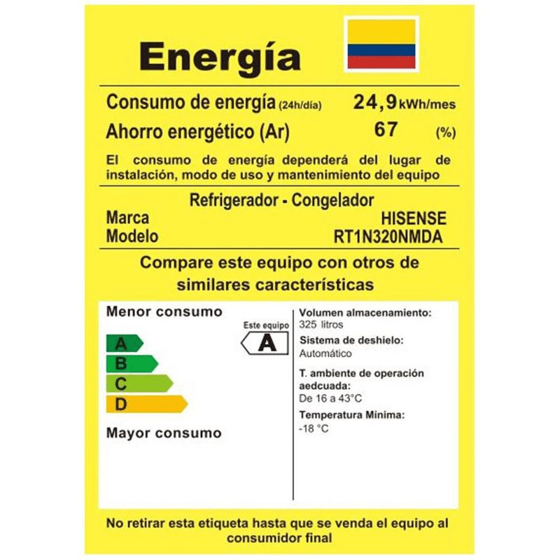 Nevera Hisense No Frost Silver RT1N320NMDA - 324 LTS