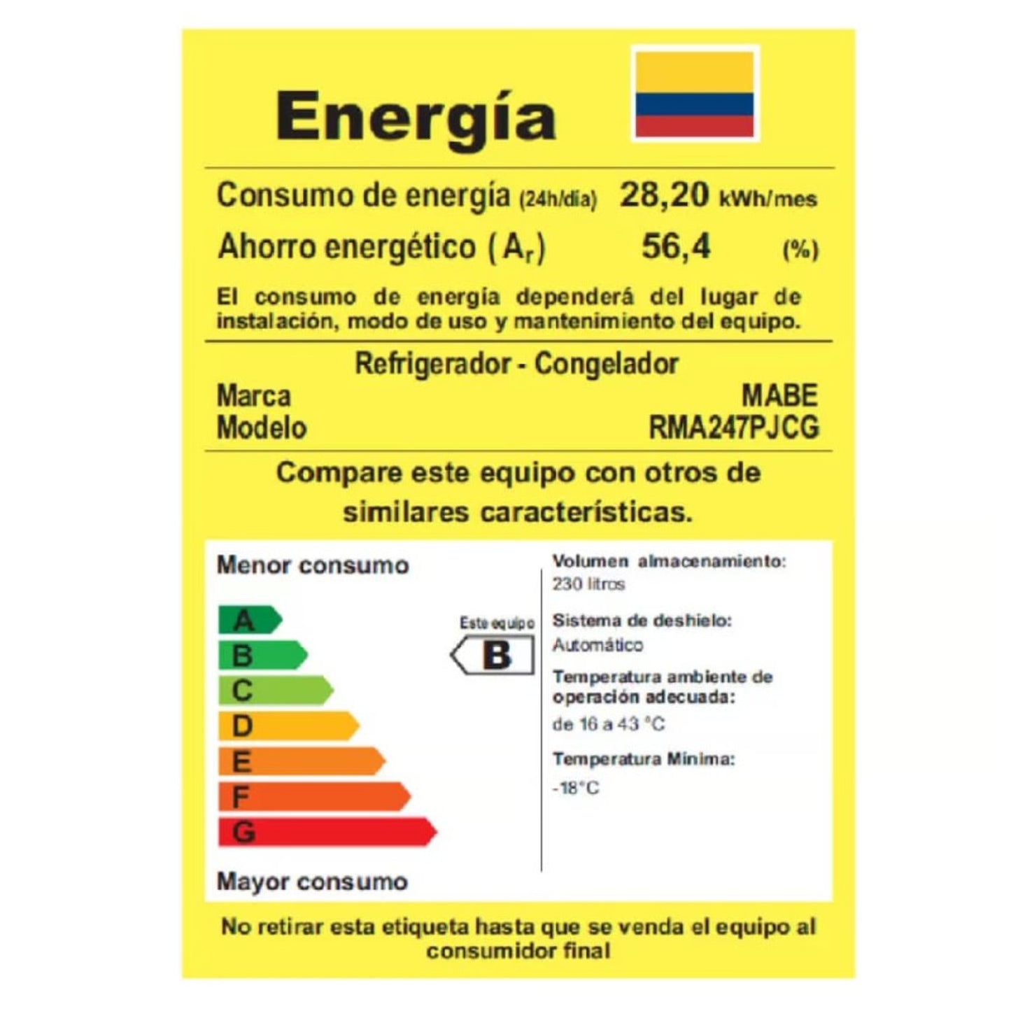Nevera Mabe Grafito RMA247PJCG - 247LTS