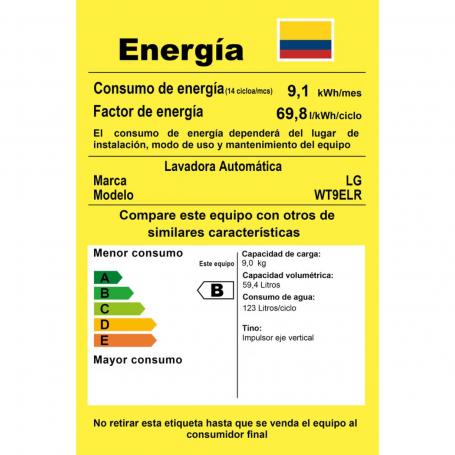 Lavadora LG 9kg carga superior gris WT9ELR.DESECOL.