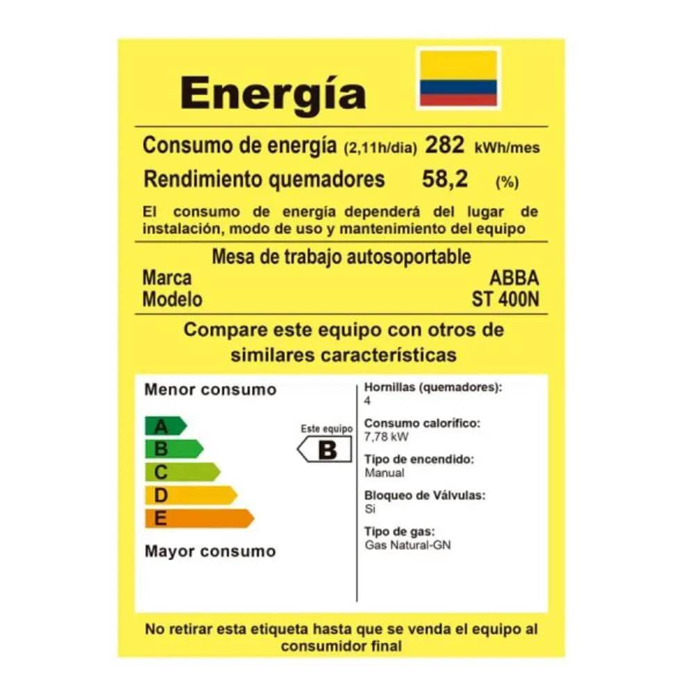 Estufa Abba 51Cms Mesa 4Pts Negra - ST400-5-QL-N