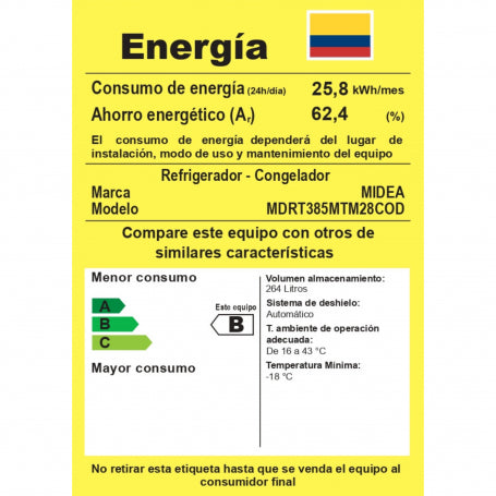 Nevera Midea Top Mount 266L Smart Inverter - MDRT385MTM28COD